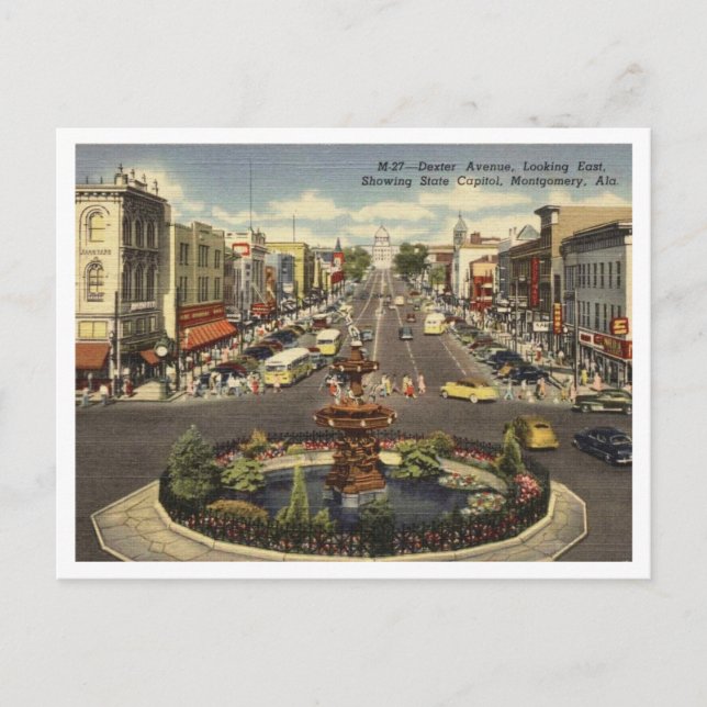 Montgomery AL Dexter Ave 1940s Postkarte (Vorderseite)