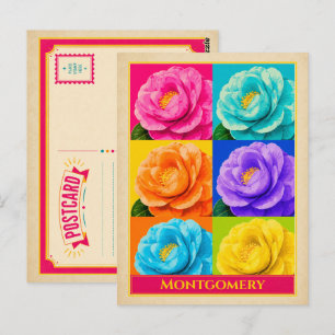 Montgomery Alabama Kamelie Blumen Vintage Postkarte