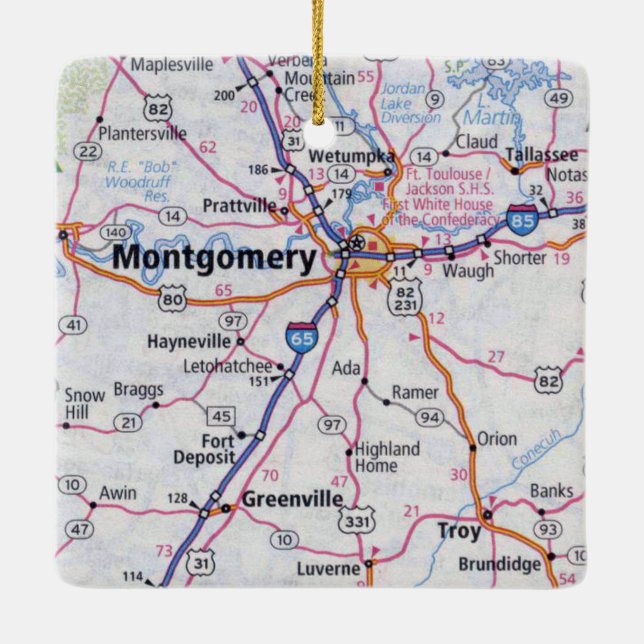 Montgomery Alabama Karte Keramikornament (Rückseite)