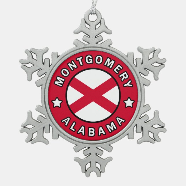 Montgomery Alabama Schneeflocken Zinn-Ornament (Vorderseite)