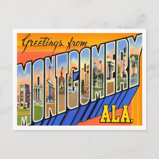 Montgomery, Alabama Vintag Big Letters Postcard Postkarte (Vorderseite)