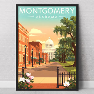 Montgomery Alabama Vintage Poster