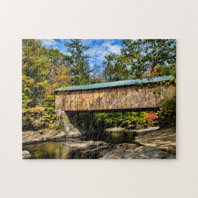 Montgomery Covered Bridge mit Laub Puzzle (Horizontal)