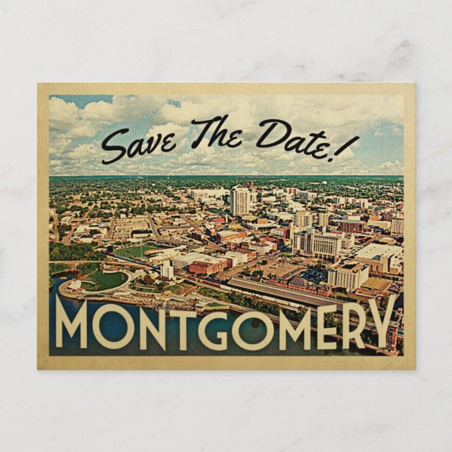Montgomery Save the Date Vintag Alabama Ankündigungspostkarte (Vorderseite)
