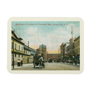 Montgomery St., Jersey City NJ 1908 im Vintage-Sti Magnet