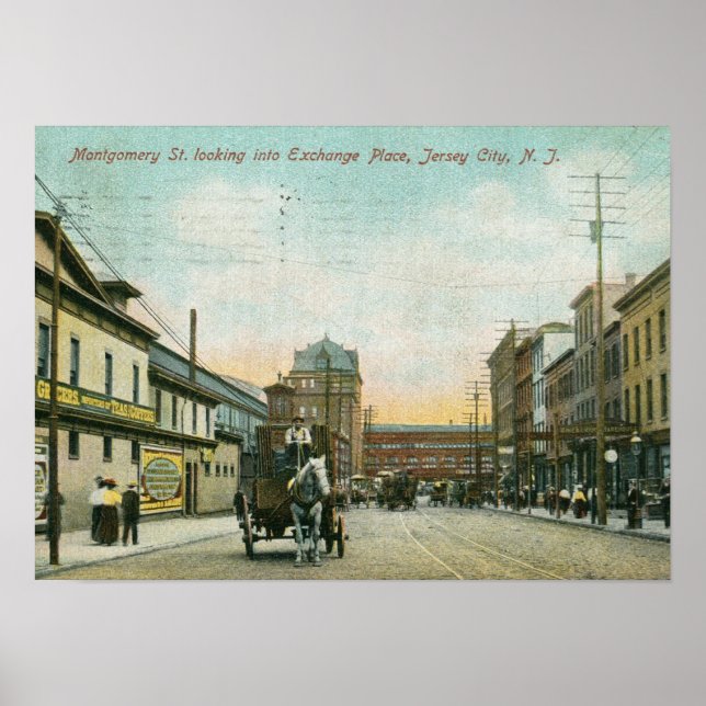 Montgomery St., Jersey City NJ 1908 Vintag Poster (Vorne)