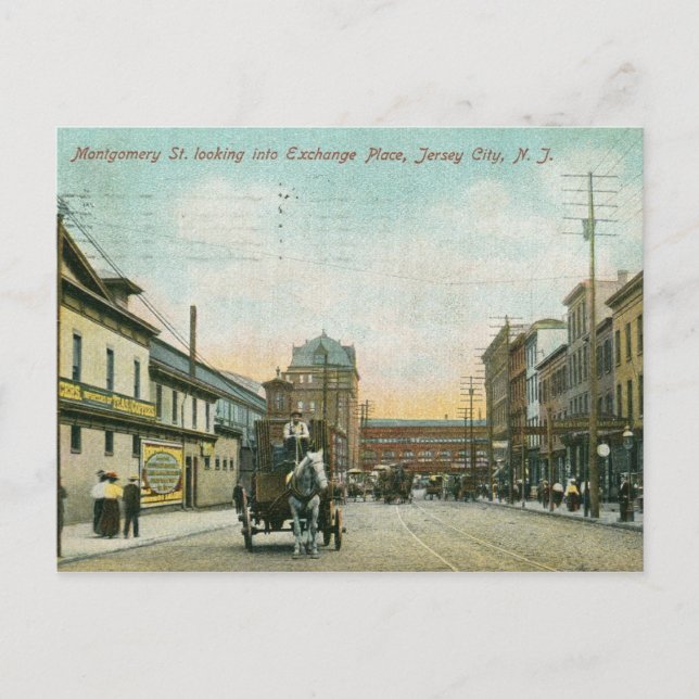 Montgomery St., Jersey City NJ 1908 Vintag Postkarte (Vorderseite)