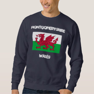 Montgomeryshire, Wales mit walisischer Flagge Sweatshirt