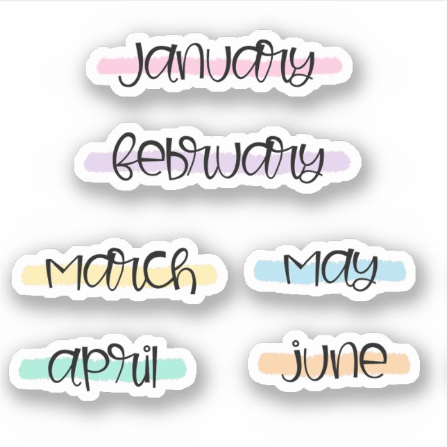 Month Name Headers -Highlight- (Jan to June)  Aufkleber (Vorderseite)