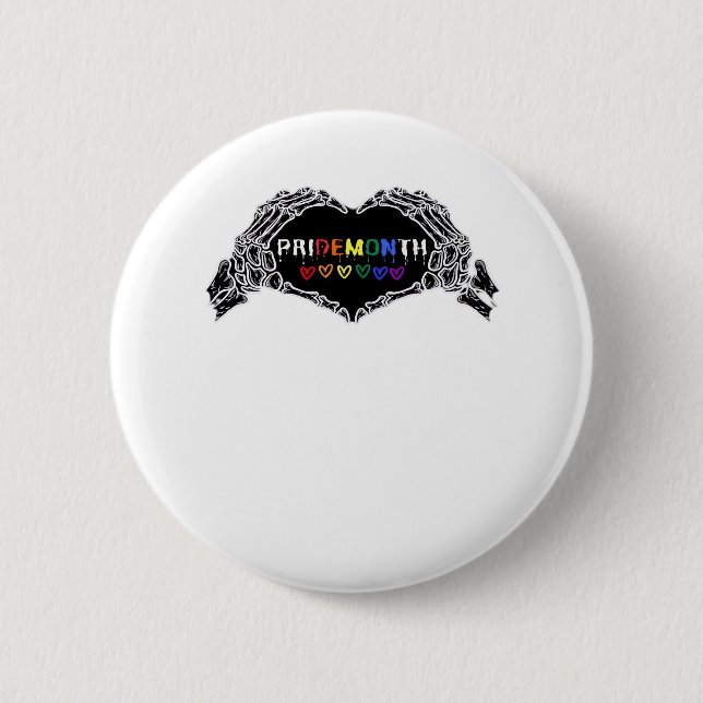 Month Skeleton Heart Hands LGBTQIA Button (Vorderseite)