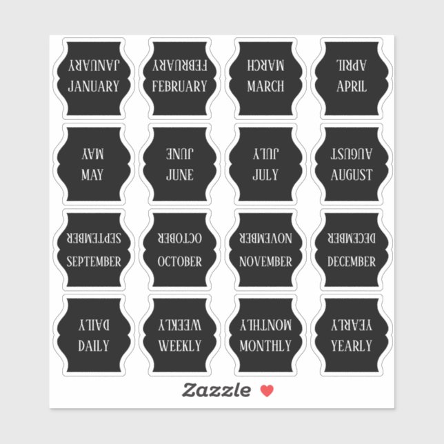 Monthly Index Tab Black Bujo Planner Foldable Aufkleber (Blatt)