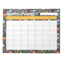 Monthly Planner Spring Colorful Flowers