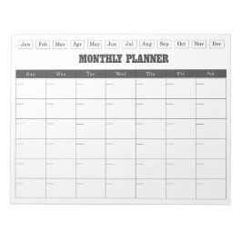 Monthly Planner White Simple Calendar Notizblock