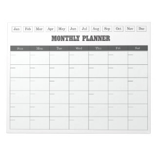 Monthly Planner White Simple Calendar Notizblock