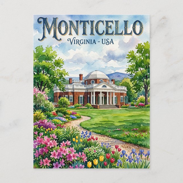 Monticello USA wird zu Postkarte (Vorderseite)