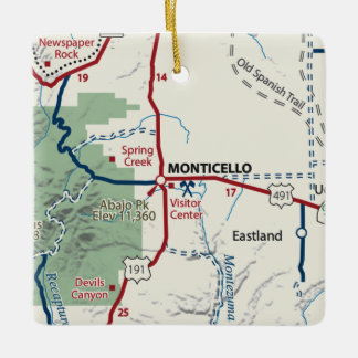 Monticello Utah Karte Keramikornament
