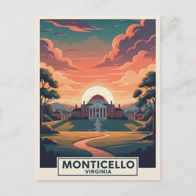 Monticello Virginia Reise Postkarte (Vorderseite)