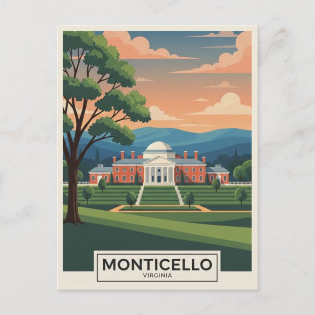 Monticello Virginia Reise Postkarte (Vorderseite)