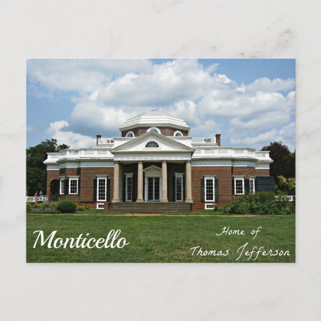Monticello, Zuhause von Thomas Jefferson Postkarte (Vorderseite)