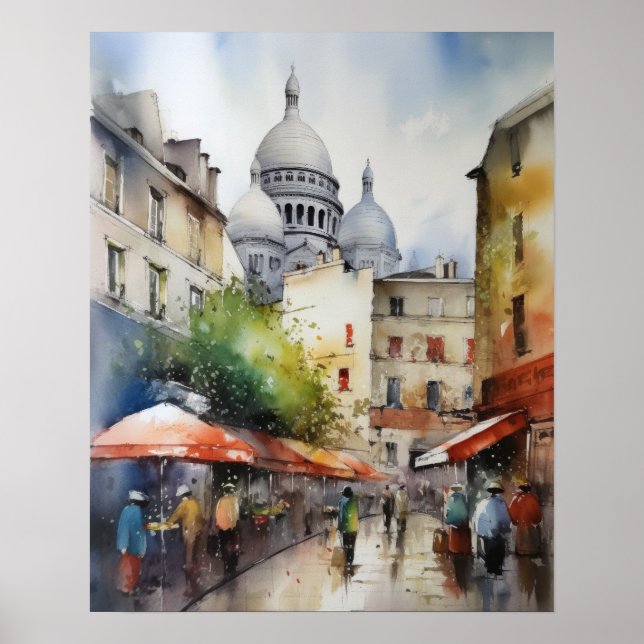 Montmartre Frankreich Landschaft Art Print Poster (Vorne)
