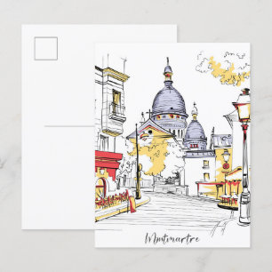 Montmartre Paris Frankreich Illustration Travel Postkarte