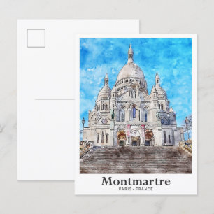 Montmartre Paris Frankreich Reise Aquarell Postkarte