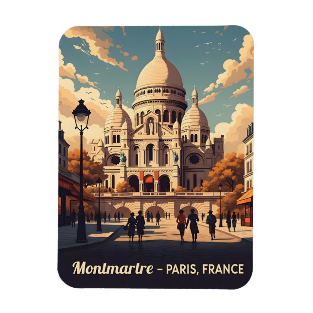 Montmartre Paris mit Sacré-Cœur-Basilika Magnet (Vertikal)