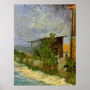 Montmartre Weg mit Sonnenblumen von Van Gogh. Poster