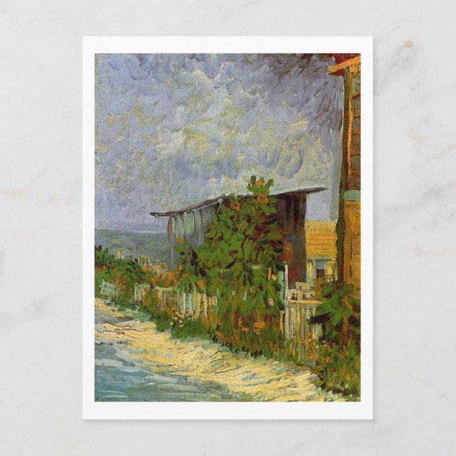 Montmartre Weg mit Sonnenblumen von Van Gogh. Postkarte (Vorderseite)