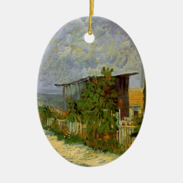 Montmartre Weg und Sonnenblumen von Vincent van Go Keramik Ornament (Vorne)