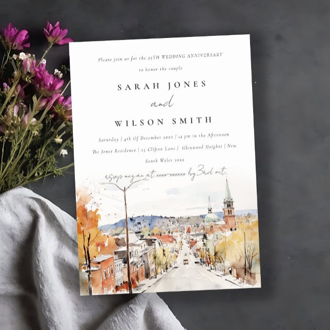 Montpelier City Scape Vermont Hochzeitstag Einladung (Von Creator hochgeladen)