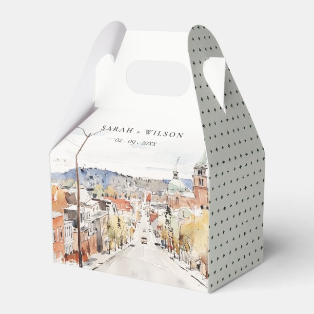 Montpelier City Scape Vermont Wasserfarbenhochzeit Geschenkschachtel (Vorderseite)