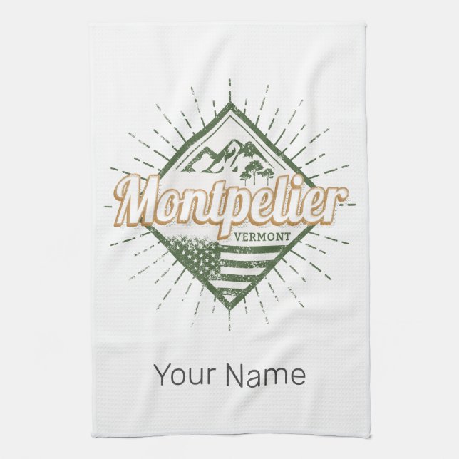 Montpelier Vermont City United Staaten Vintag USA Geschirrtuch (Vertikal)