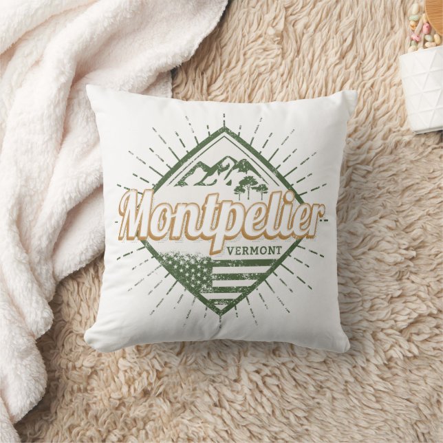 Montpelier Vermont City United Staaten Vintag USA Kissen (Decke)