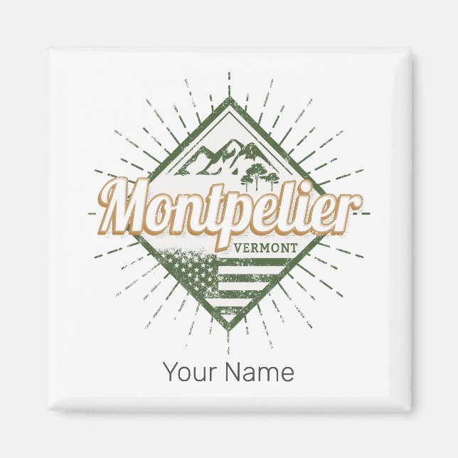 Montpelier Vermont City United Staaten Vintag USA Magnet (Vorne)