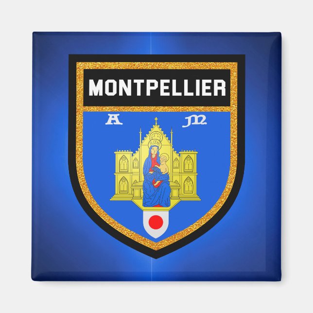 Montpellier-Flagge Magnet (Vorne)