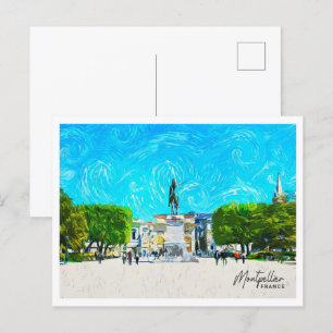 Montpellier Frankreich Schöne Ölmalerei Landschaft Postkarte