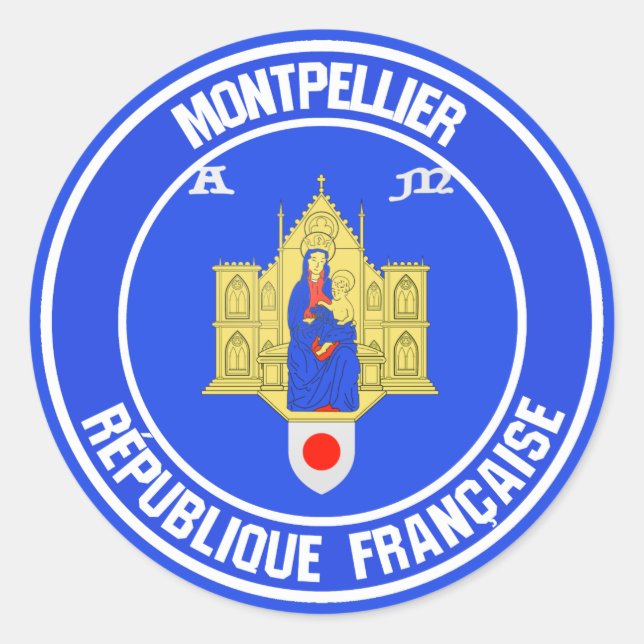 Montpellier RundEmblem Runder Aufkleber (Vorderseite)