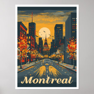 Montreal Canada Art Vintage Travel Illustration Poster