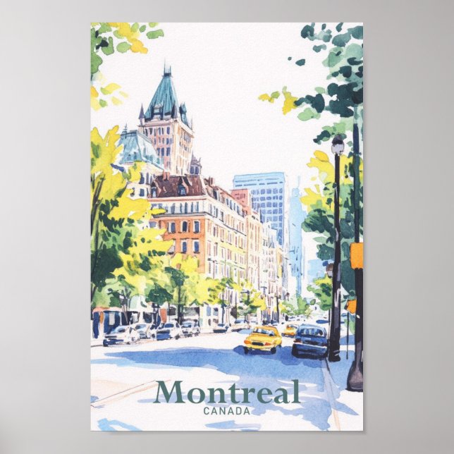 Montreal Canada Gouache Paint Illustration Travel Poster (Vorne)