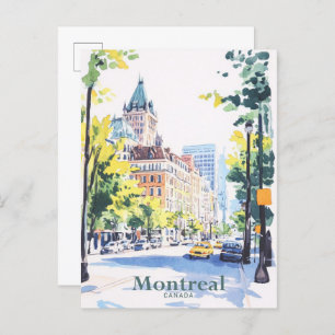 Montreal Canada Gouache Paint Illustration Travel Postkarte
