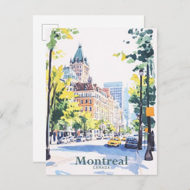 Montreal Canada Gouache Paint Illustration Travel Postkarte (Vorne/Hinten)