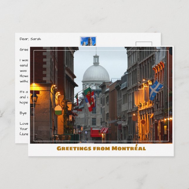 Montréal Canada Old Town at Dusk Postkarte (Vorne/Hinten)