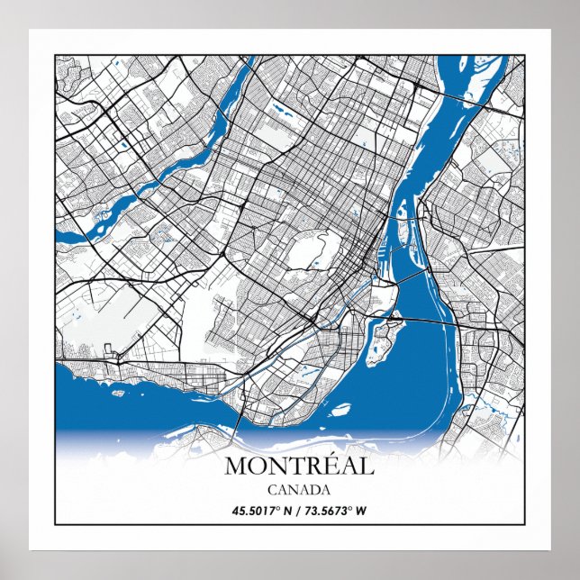 Montreal Quebec Canada Travel City Map Modern Poster (Vorne)