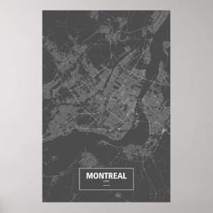 Montreal, Quebec (weiß auf schwarz) Poster