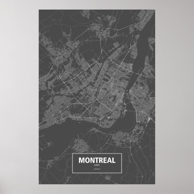 Montreal, Quebec (weiß auf schwarz) Poster (Vorne)