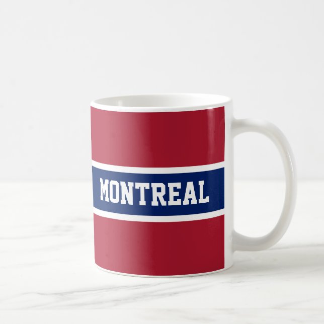 Montreal-rote weiße und blaue Tasse (Rechts)