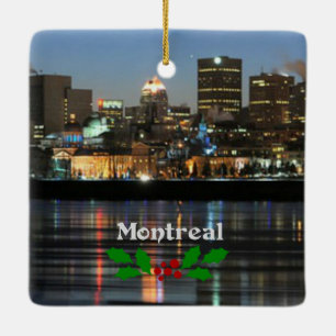 Montreal Skyline mit Weihnachtsfeier Keramikornament