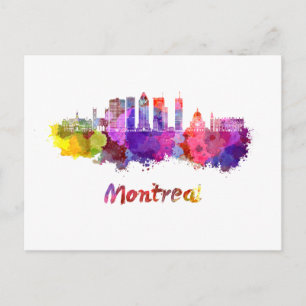 Montreal V2 skyline im Watercolor splatters Postkarte