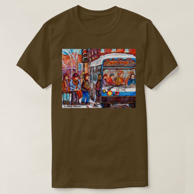 MONTREAL WINTER SCENE KANADIAN ART BUS SCENES STRA T-Shirt (Design vorne)